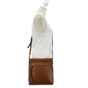 Fossil Brown Natural Leather Slimline Crossbody Bag